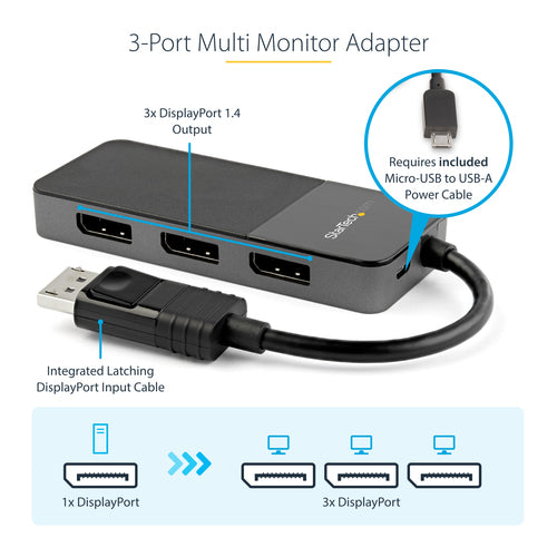 Video Splitter StarTech.com MST14DP123DP 3-Port Multi Monitor 4K 7680x4320