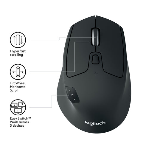 Mouse Logitech M720 Triathlon Optical 1000 DPI RF Wireless + Bluetooth Right-hand - 910-004791