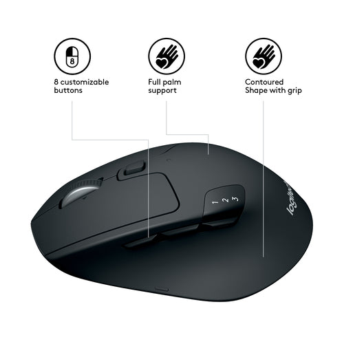 Mouse Logitech M720 Triathlon Optical 1000 DPI RF Wireless + Bluetooth Right-hand - 910-004791