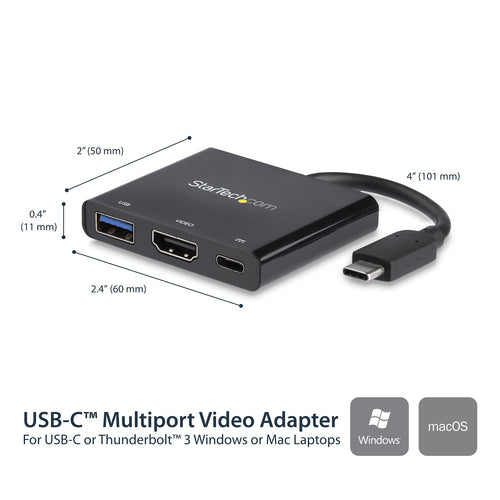 USB-C Multiport Adapter HDMI 60W Power Delivery Black 4096x2160