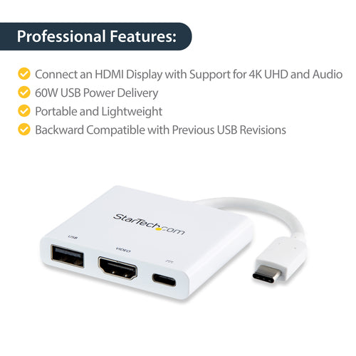 USB-C Multiport Adapter StarTech.com CDP2HDUACPW HDMI USB 3.0 60W PD - CDP2HDUACPW
