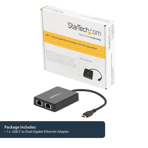 Ethernet Adapter StarTech.com USB-C Dual Gigabit RJ-45 5000 Mbit/s - US1GC301AU2R