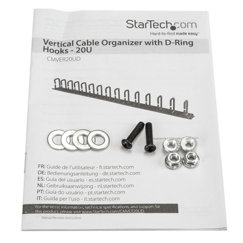 Vertical Cable Organizer StarTech.com CMVER20UD Steel 2.8ft D-Ring Hooks Black