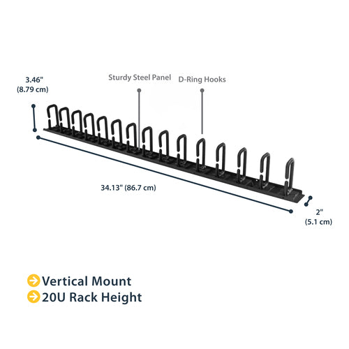 Vertical Cable Organizer StarTech.com CMVER20UD Steel 2.8ft D-Ring Hooks Black