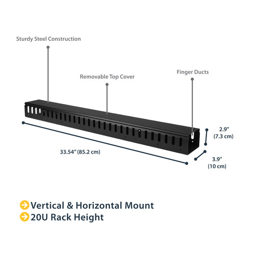 Vertical Cable Organizer StarTech CMVER20UF 3 ft Plastic Steel 0U Rack Accessory