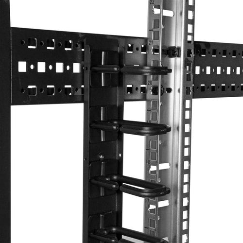 Vertical Cable Organizer with D-Ring Hooks 6 ft Steel Black - StarTech.com