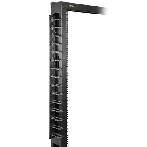 Vertical Cable Organizer with D-Ring Hooks 6 ft Steel Black - StarTech.com