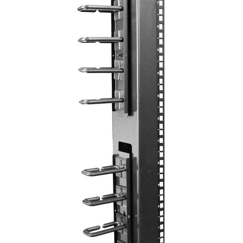 Vertical Cable Organizer with D-Ring Hooks 6 ft Steel Black - StarTech.com