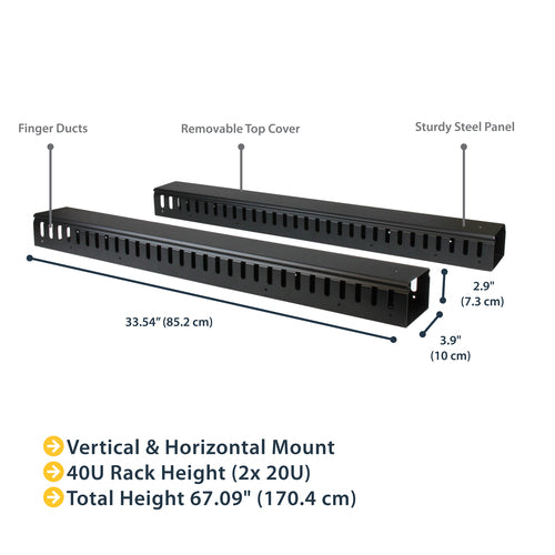 Cable Organizer StarTech.com Vertical 6ft Rack Plastic Steel