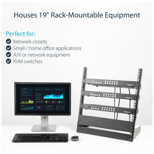 Open Frame Rack StarTech 12U 19in 50kg Capacity Black