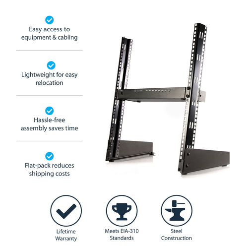 Open Frame Rack StarTech 12U 19in 50kg Capacity Black