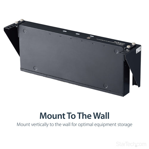 2U Steel Vertical Wall Mount Rack Cabinet 19in 56.7kg Capacity Black