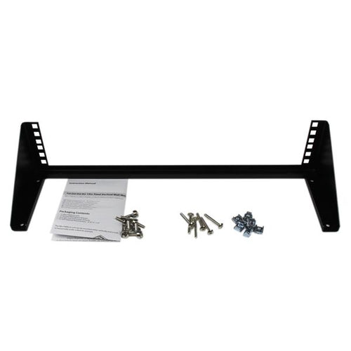 2U Steel Vertical Wall Mount Rack Cabinet 19in 56.7kg Capacity Black