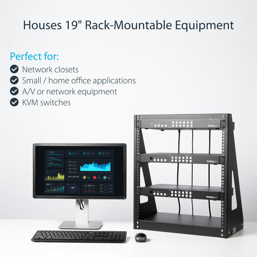 2-Post 12U Heavy-Duty Desktop Server Rack Black 160 kg Capacity