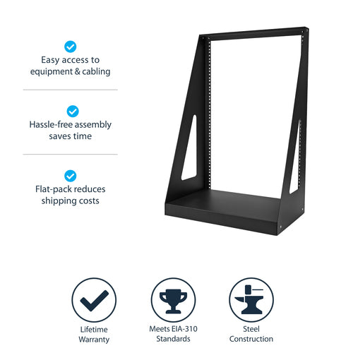 2-Post Rack Cabinet StarTech.com 16U Heavy-Duty 160kg Black
