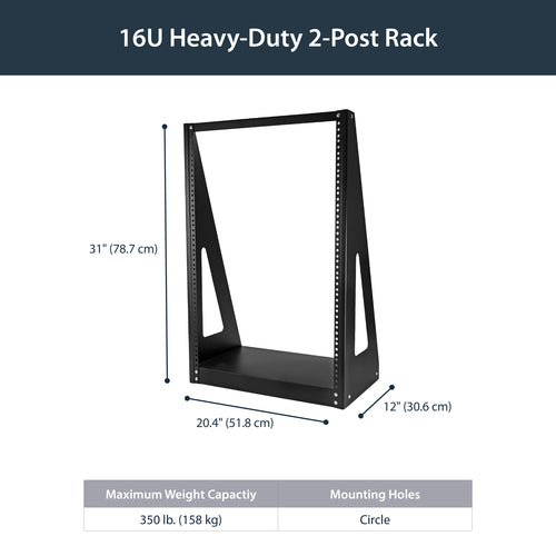2-Post Rack Cabinet StarTech.com 16U Heavy-Duty 160kg Black