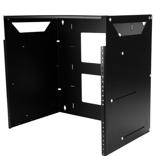 8U Wall-Mount Server Rack with Built-in Shelf Solid Steel Black