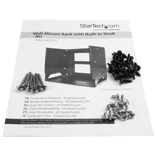 8U Wall-Mount Server Rack with Built-in Shelf Solid Steel Black