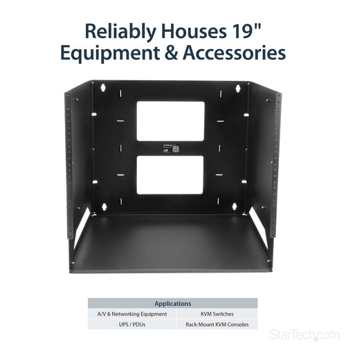 8U Wall-Mount Server Rack with Built-in Shelf Solid Steel Black