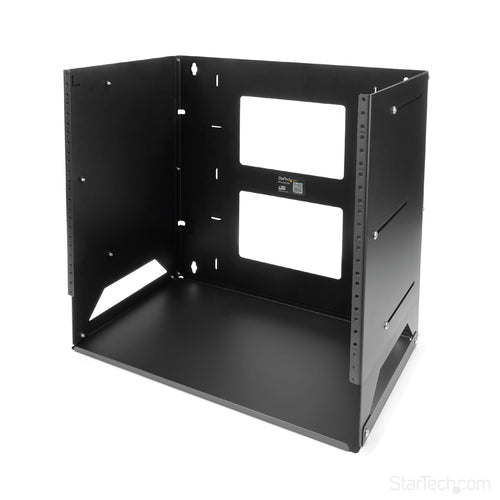 8U Wall-Mount Server Rack with Built-in Shelf Solid Steel Black