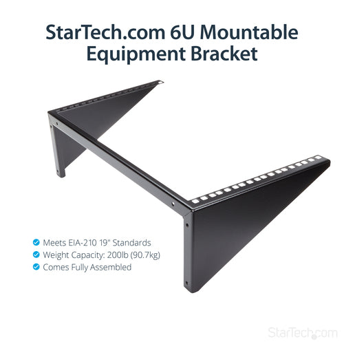 6U Wall-Mount Server Rack Solid Steel Black Vertical Cabinet