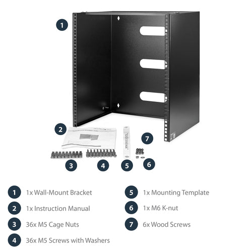 Wall Mount Network Rack StarTech.com 12U 125lbs Capacity 14 Inch Depth Black