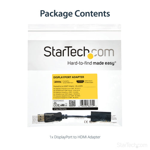 Video Cable Adapter StarTech DP2HD4K60S 4K 60Hz DP to HDMI - DP2HD4K60S