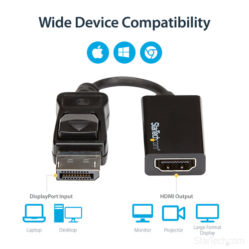 Video Cable Adapter StarTech DP2HD4K60S 4K 60Hz DP to HDMI - DP2HD4K60S