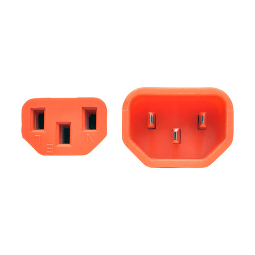Heavy-Duty PDU Power Cord C13 to C14 15A 250V 14 AWG 2 ft Orange