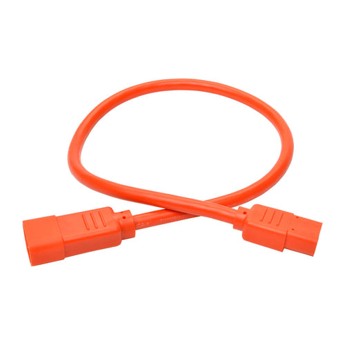 Heavy-Duty PDU Power Cord C13 to C14 15A 250V 14 AWG 2 ft Orange