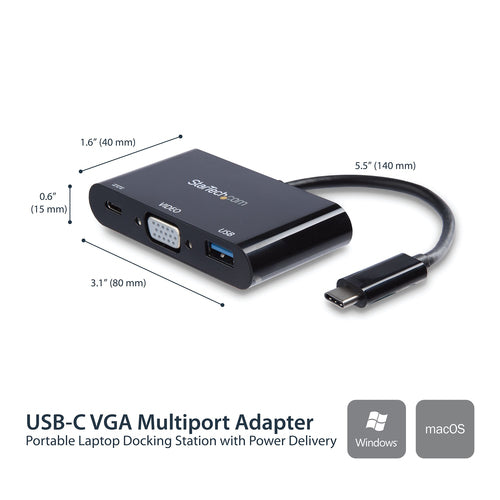 USB-C Multiport Adapter StarTech 60W PD VGA USB 3.0 2048x1280