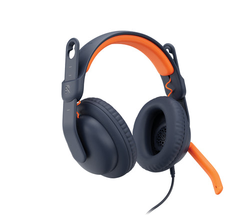 Headset Logitech Zone Learn Wired Education 192g Blue Orange - 981-001389