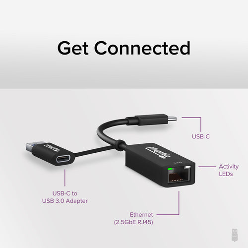 USB-C Ethernet Adapter Plugable Technologies USBC-E2500 2.5G 5000Mbit/s