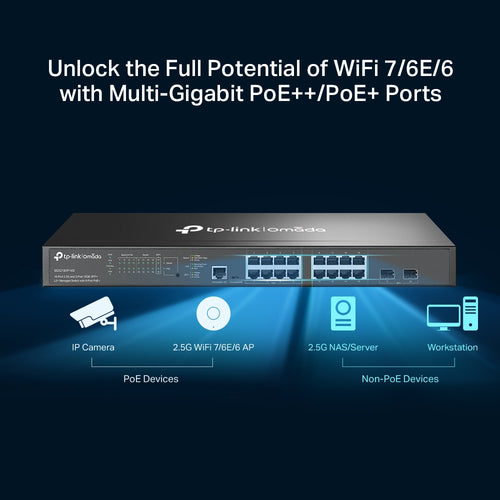 Network Switch TP-Link Omada SG3218XP-M2 16-Port 2.5G 2-Port 10GE L2+ Managed PoE+ Rackmount 1U - SG3218XP-M2