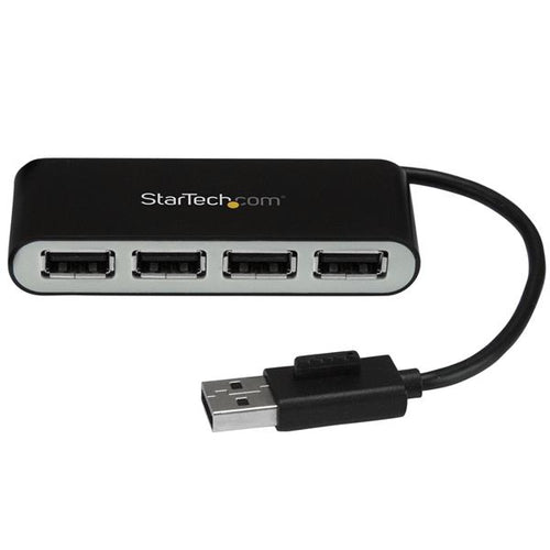 USB Hub StarTech 4-Port Portable USB 2.0 480 Mbit/s Built-in Cable