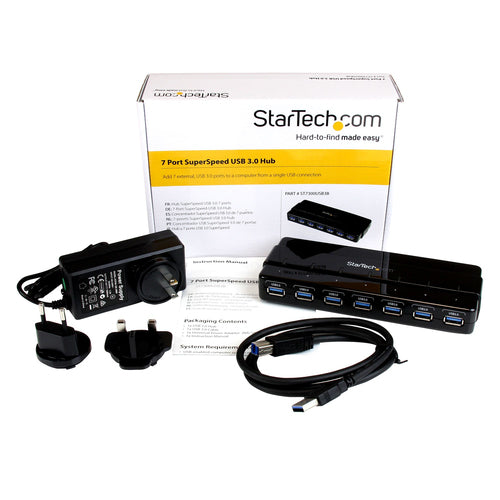 USB Hub StarTech 7-Port USB 3.0 5Gbps Black Plastic Desktop