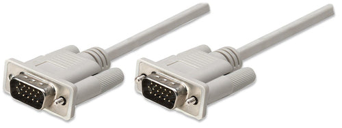 Manhattan VGA HD15 Monitor Cable - 1.8m Male to Male, Fully Shielded Video Cable
