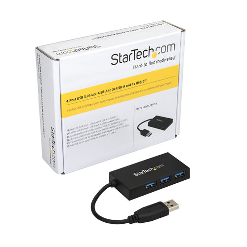 4 Port USB 3.0 Hub StarTech.com USB Type-A & USB-C SuperSpeed 5Gbps