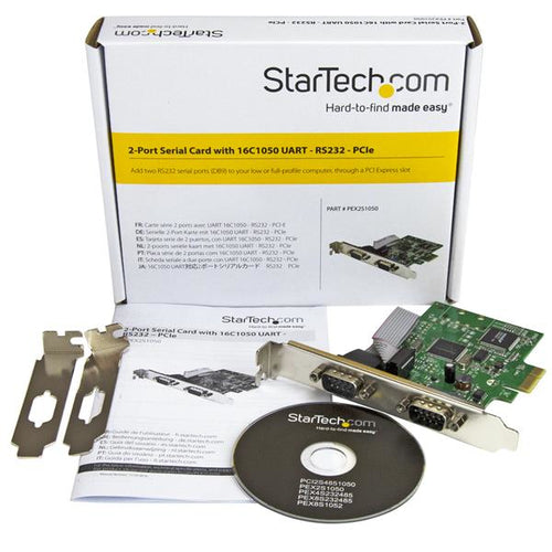 Serial Card StarTech.com PEX2S1050 2-Port PCIe RS-232 Full-height Low-profile - PEX2S1050