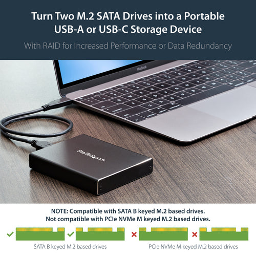 Storage Drive Enclosure StarTech.com SM22BU31C3R M.2 SATA USB 3.1 RAID