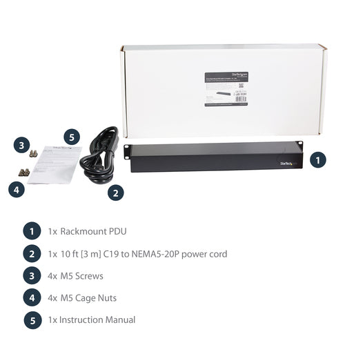 Power Distribution Unit StarTech PDU08C13H 8 AC Outlets 16A 240V 1U Rack Mount