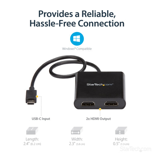 USB Graphics Adapter StarTech.com MSTCDP122HD Dual HDMI 4K 30Hz USB-C