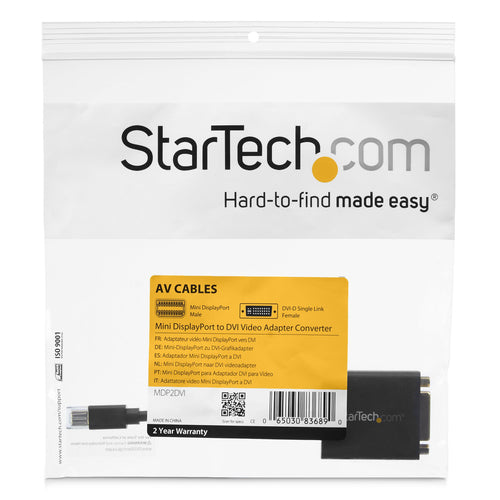 Video Cable Adapter StarTech MDP2DVI Mini DisplayPort DVI-I 1080p