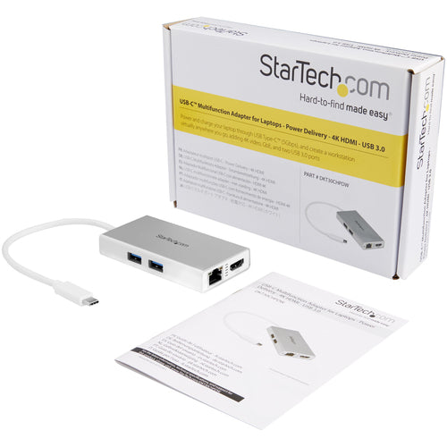 USB-C Multiport Adapter StarTech DKT30CHPDW 4K HDMI 60W Power Delivery