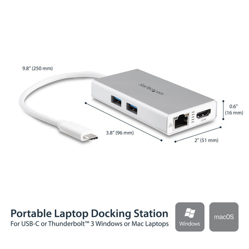 USB-C Multiport Adapter StarTech DKT30CHPDW 4K HDMI 60W Power Delivery
