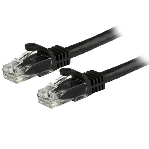 Cat6 Ethernet Cable 2ft Black 650MHz 100W PoE UTP Patch Cord SNAGLESS