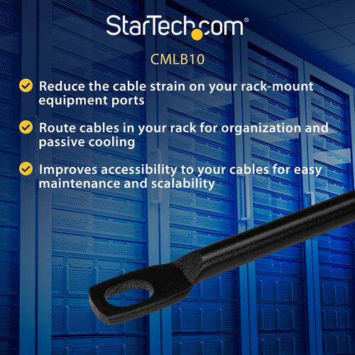 Cable Management StarTech CMLB10 10-Pack Steel Horizontal Lacing Bars Black