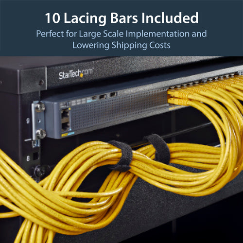 Cable Management StarTech CMLB10 10-Pack Steel Horizontal Lacing Bars Black