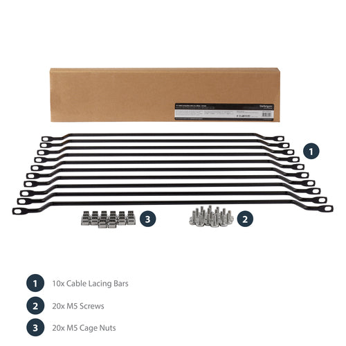 Horizontal Cable Lacing Bars StarTech 10 Pack Steel Black 2in Offset