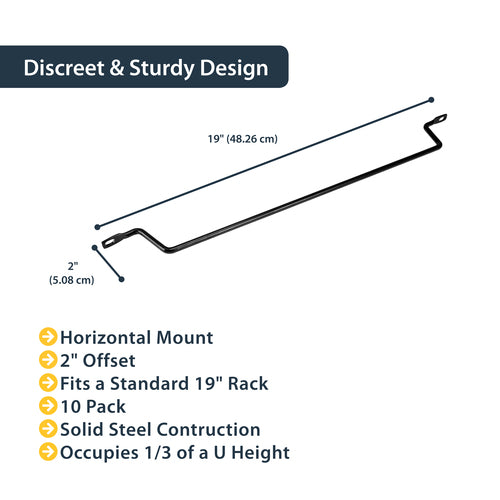 Horizontal Cable Lacing Bars StarTech 10 Pack Steel Black 2in Offset